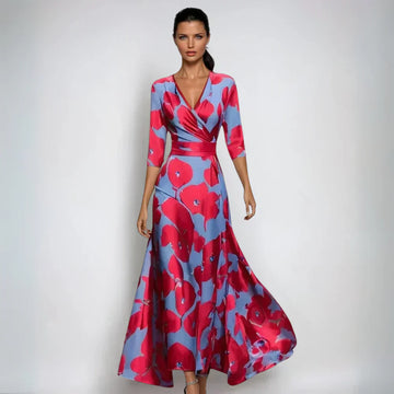 Women's Floral Print Wrap Maxi Dress | V-Neck