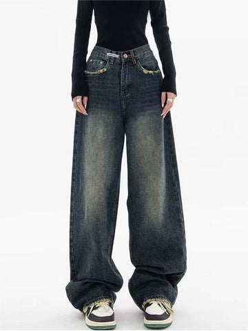 Women’s Dark Washed Boyfriend Jeans | Baggy