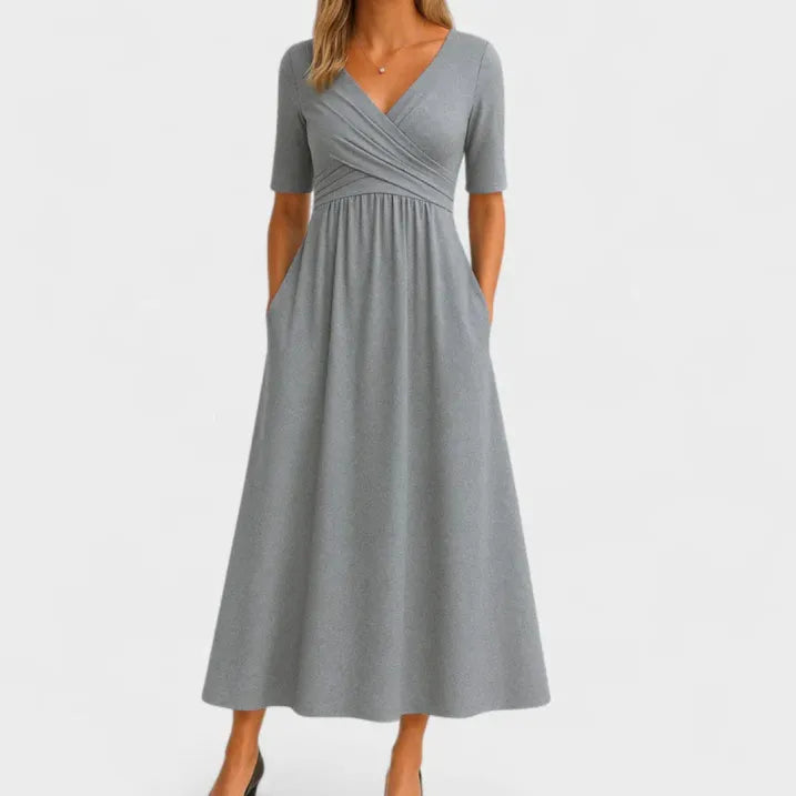 Women's V-Neck 3/4 Sleeve Wrap Dress | Midi