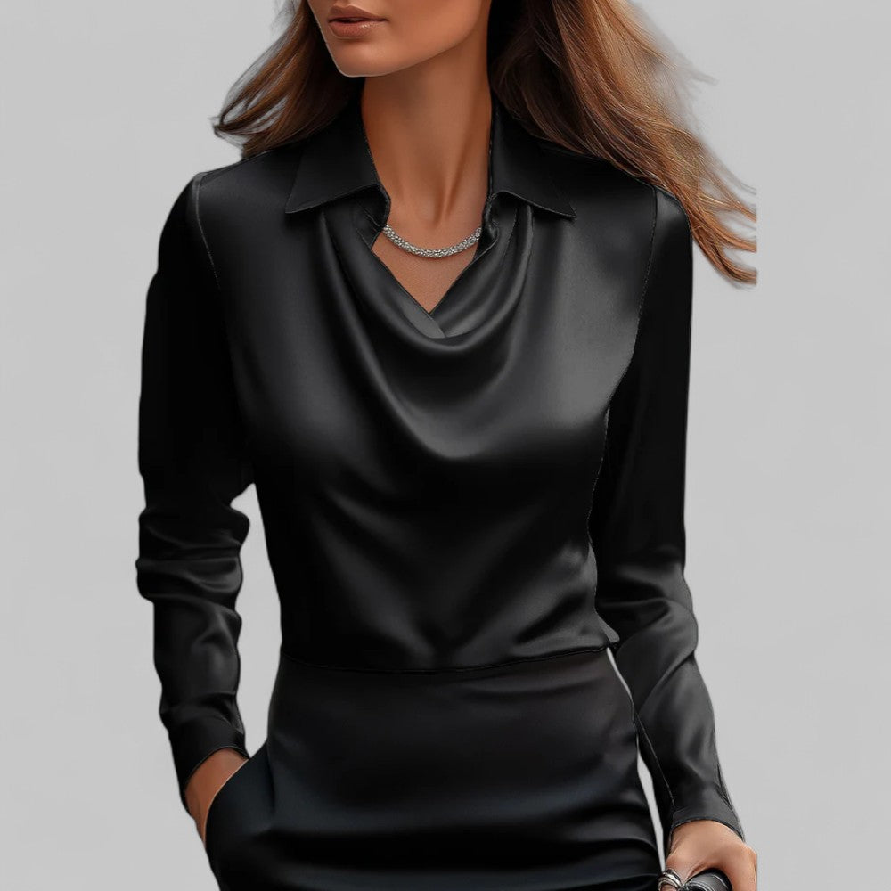 Women's Waterfall Neck Blouse | Long Sleeves