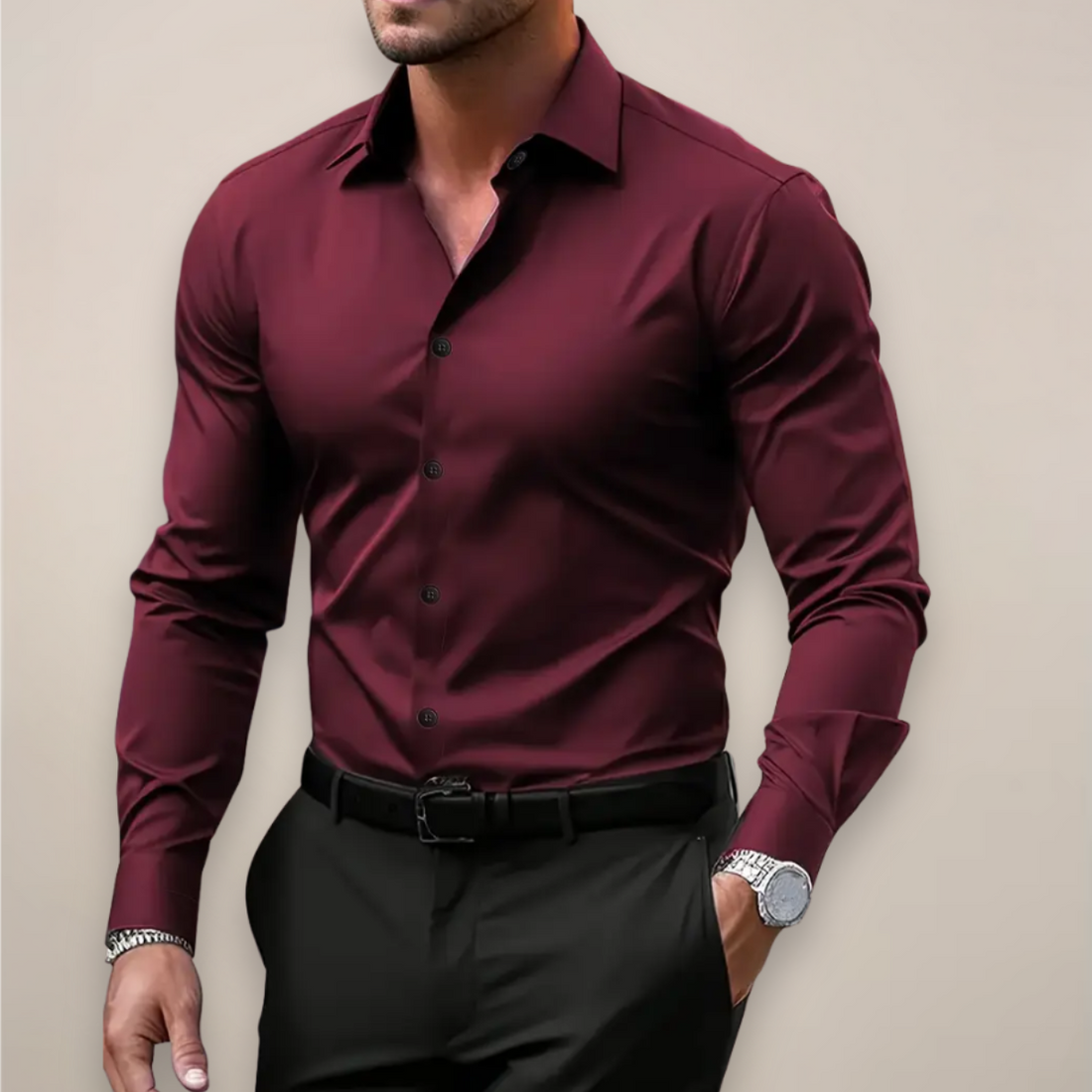 Men's Formal Button-Down Long Sleeve Shirt | Slim Fit