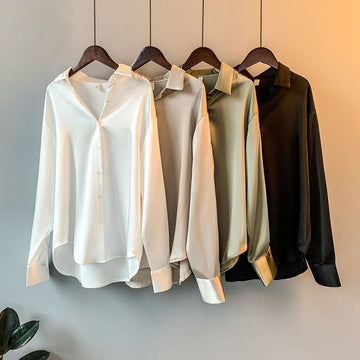 Women's Formal Long Sleeve Blouse with Collar | Relaxed Fit