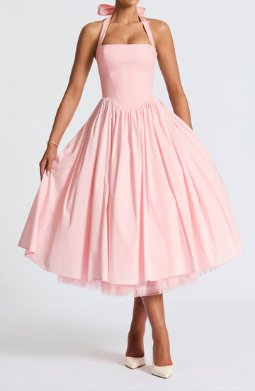 Zoe Midi Dress-Blush