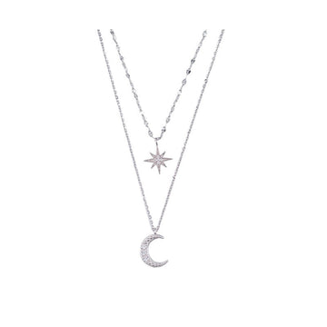Double Moon Necklace in Moonlight Silver