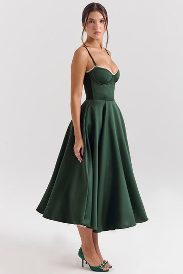 Women's Heart-Shaped Neckline Evening Dress | Midi