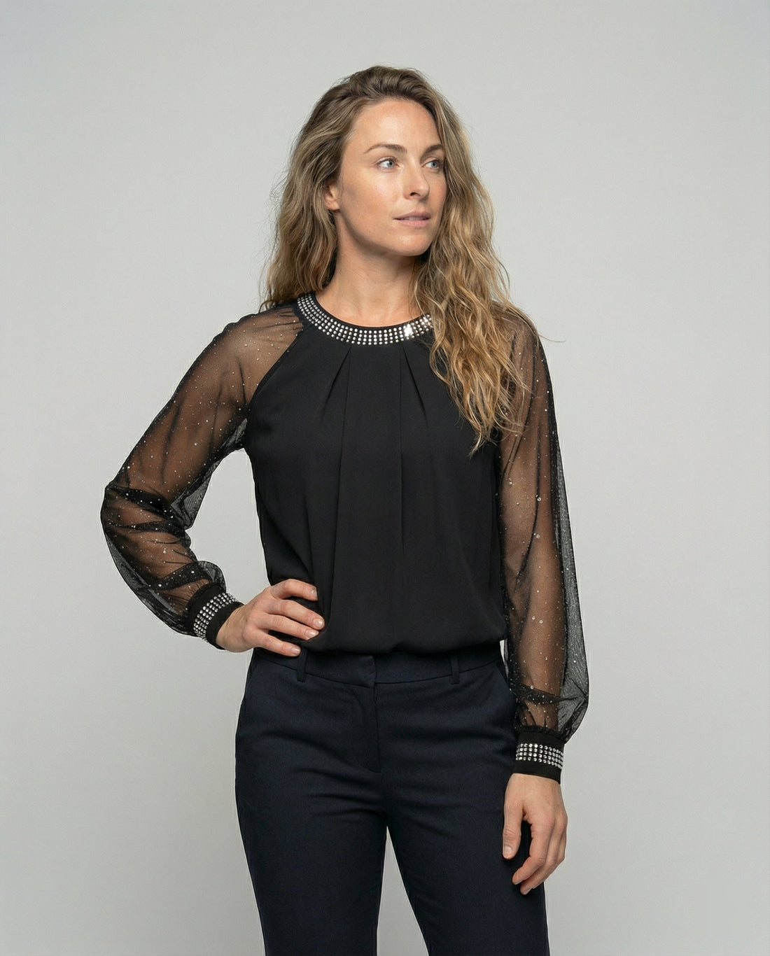 Women's Black Dressy Blouse | Long Sleeve